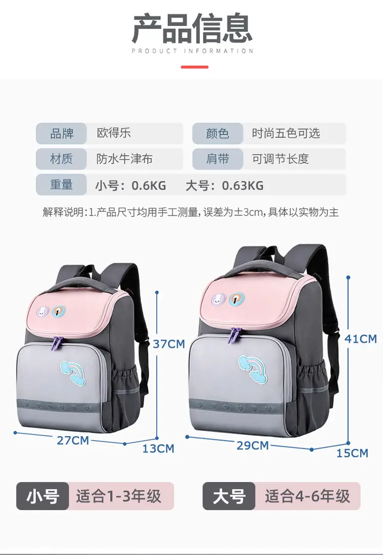 (Wholesale), children's school bag, capacious backpack lightweight, spine protection, 1-6 years — chobi 5