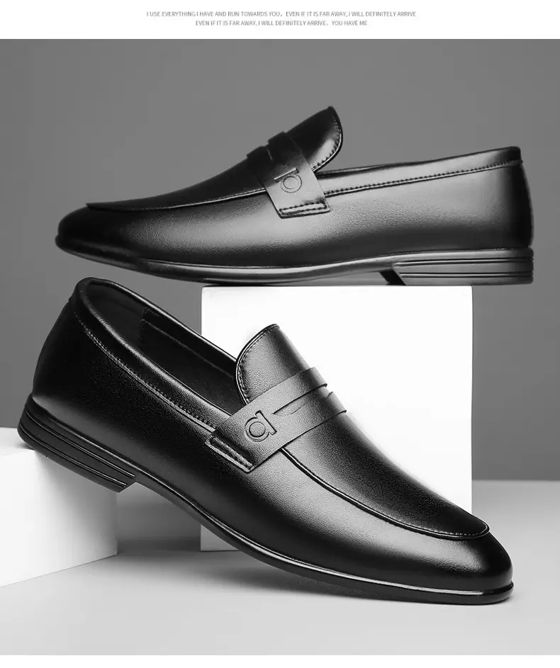 Men's solid color leather fashionable trend short shoes English style for leisure, non-slip sole, easy to put on, Korean style — chobi 14
