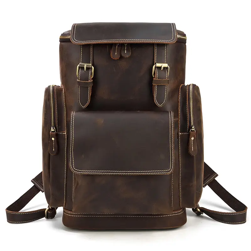 Leather backpack, men's capacious travel bag, one-shoulder bag — chobi 1
