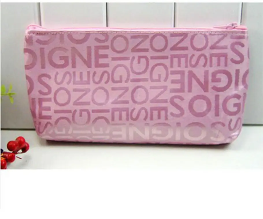 Korean style casual bag letter jacquard cosmetic bag horizontal style square hand cosmetic bag toiletry bag for women — chobi 7