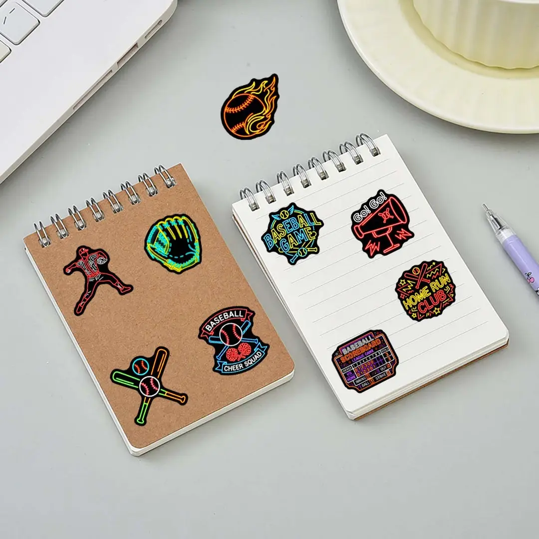 Cartoon baseball suitcase, laptop, helmet, scooter, sticker, stickers — chobi 12
