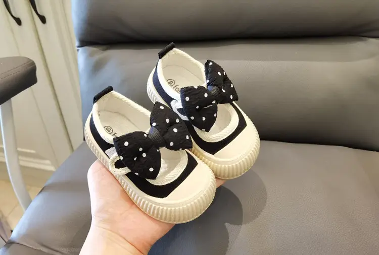 Children's cloth espadrilles with bow for early age, suitable for spring and autumn, soft sole, princess style — chobi 6