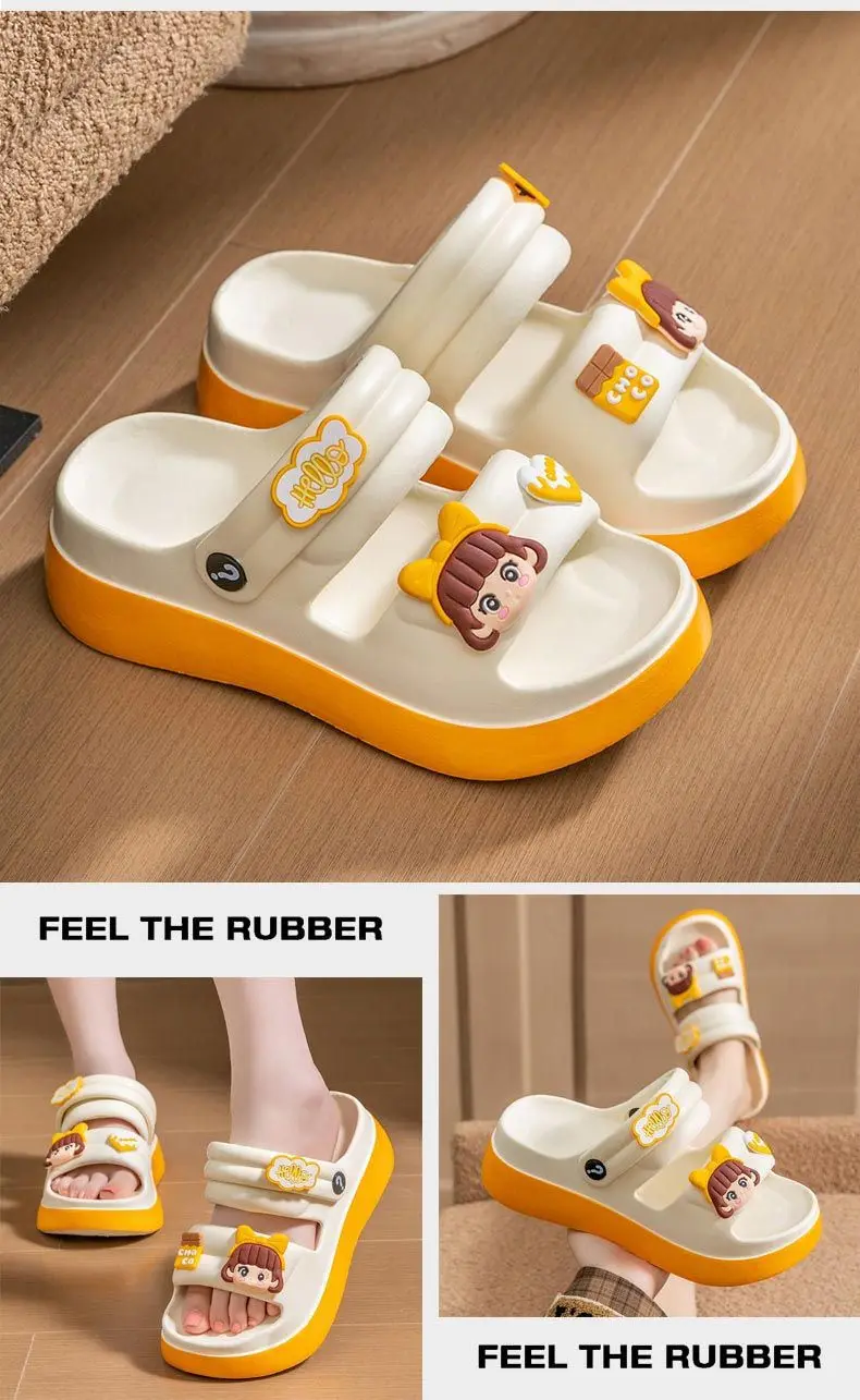 Cartoon sandals platform, non-slip beach footwear for students, slippers, family style, suitable for outdoor wear, can be worn in two ways — chobi 16