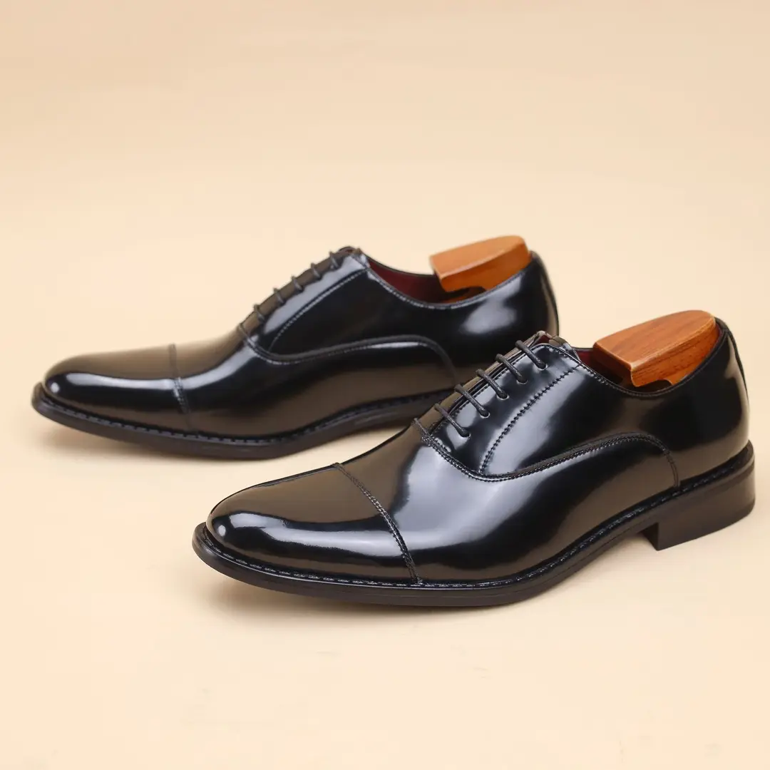 Men's shoes with hidden heel English style, genuine leather, British style — chobi 16