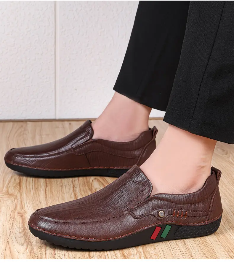 Men's autumn casual leather shoes platform, loafers, plus size, soft sole, cowhide — chobi 23