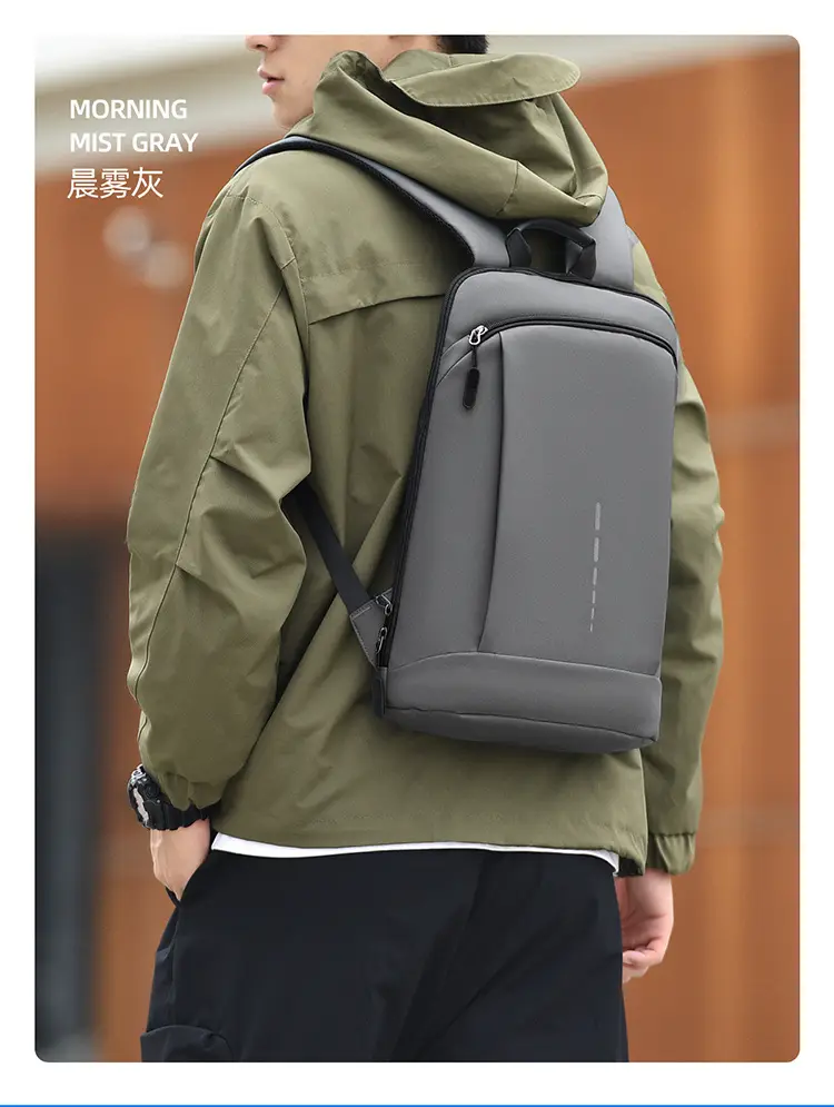 Capacious casual laptop, light and thin backpack, business version, with your logo imprint — chobi 5