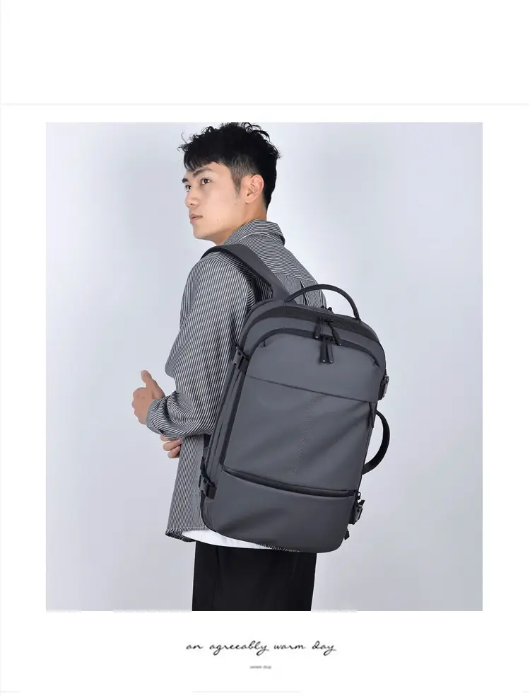 Men's capacious backpack, suitcase for traveling, equipment bag, shoulder bag, laptop, business version, 17 inch — chobi 34