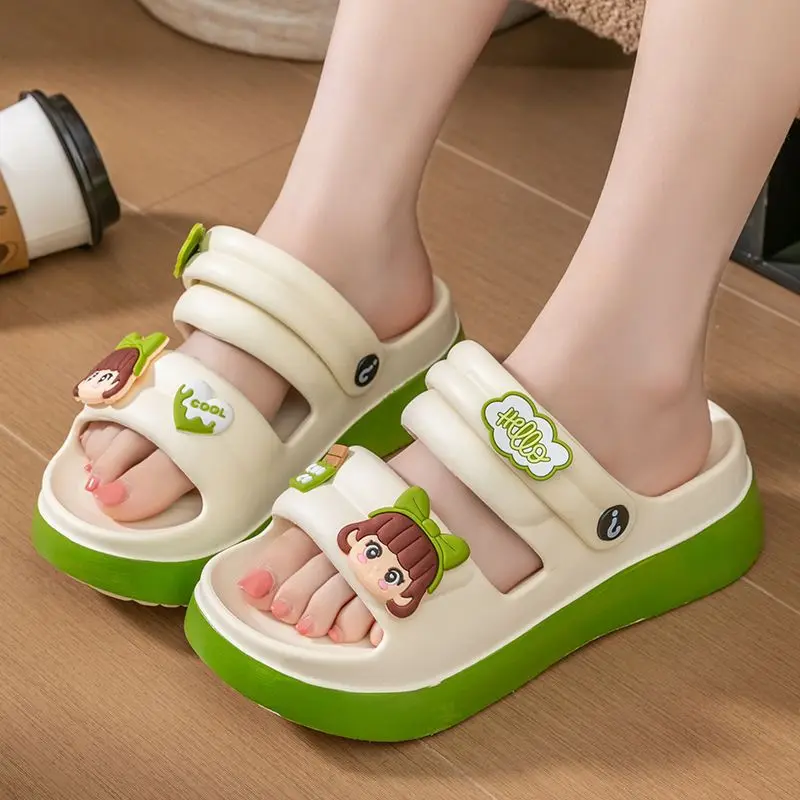 Cartoon sandals platform, non-slip beach footwear for students, slippers, family style, suitable for outdoor wear, can be worn in two ways — chobi 2