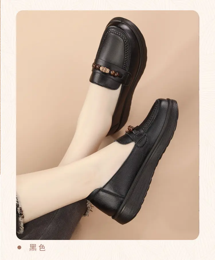Loafers made of soft leather platform, retro “mom shoes”, shoes flat, Collection Year 2026, soft sole, easy to put on — chobi 18