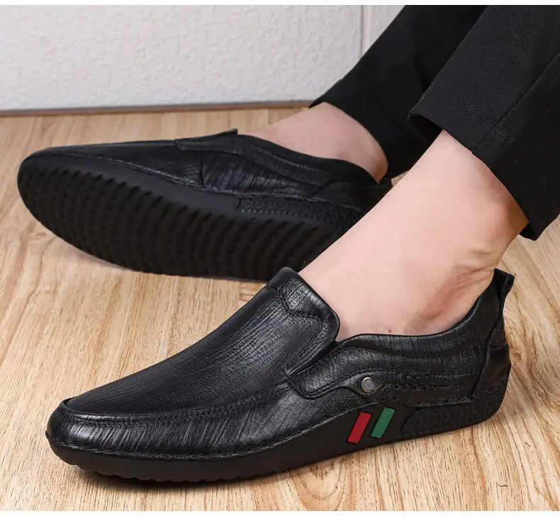 Men's autumn casual leather shoes platform, loafers, plus size, soft sole, cowhide — chobi 20