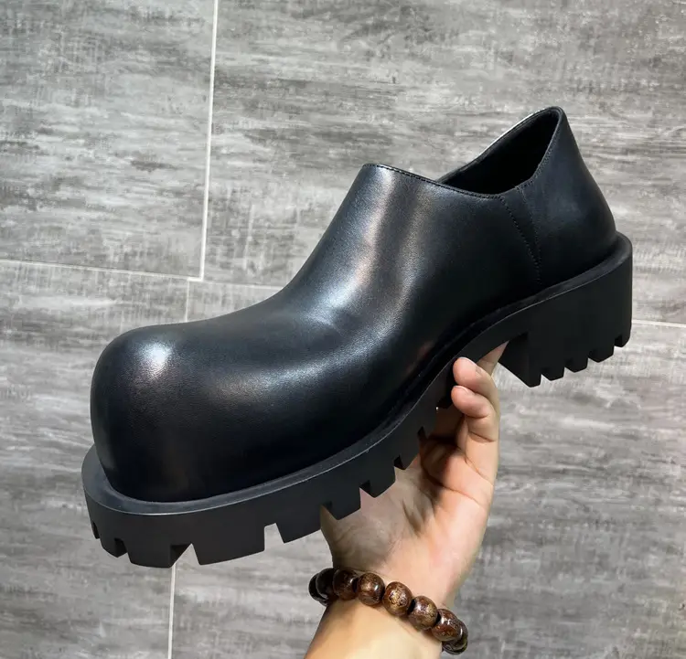 European station Paris big-headed derby shoes for men with high height and one foot pedal of lazy shoes celebrity catwalk style shoes — chobi 4