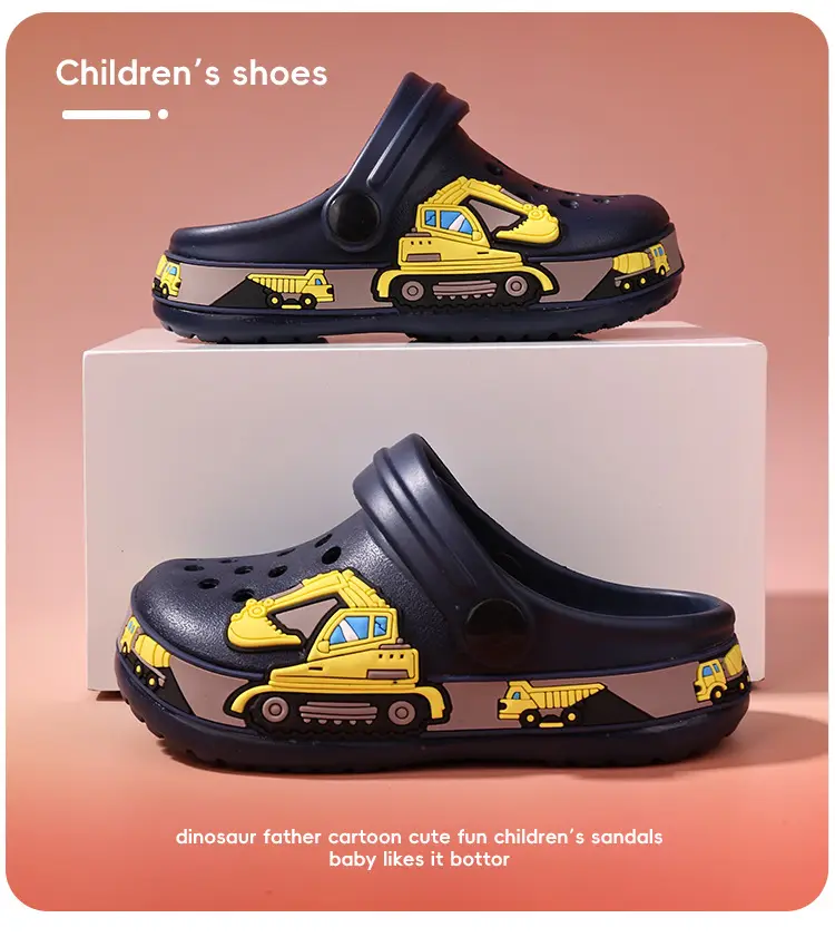(Wholesale), children's summer Crocs-style slippers for men and women, fashionable beach breathable dinosaur, mule, soft sole, for teenagers — chobi 18