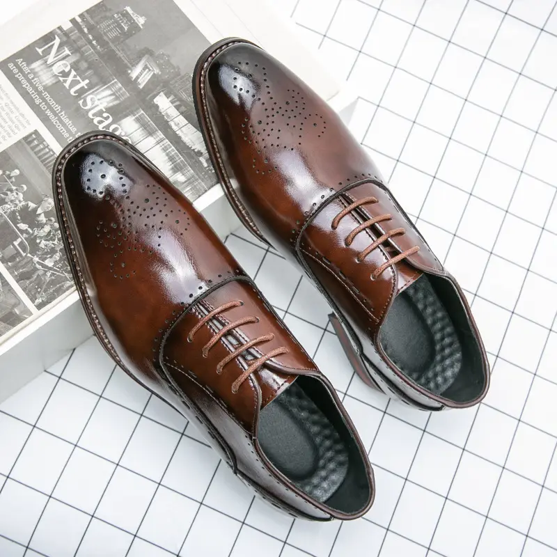 Men's classic suit jacket pointed-toe, wedding shoes platform, Korean style — chobi 3