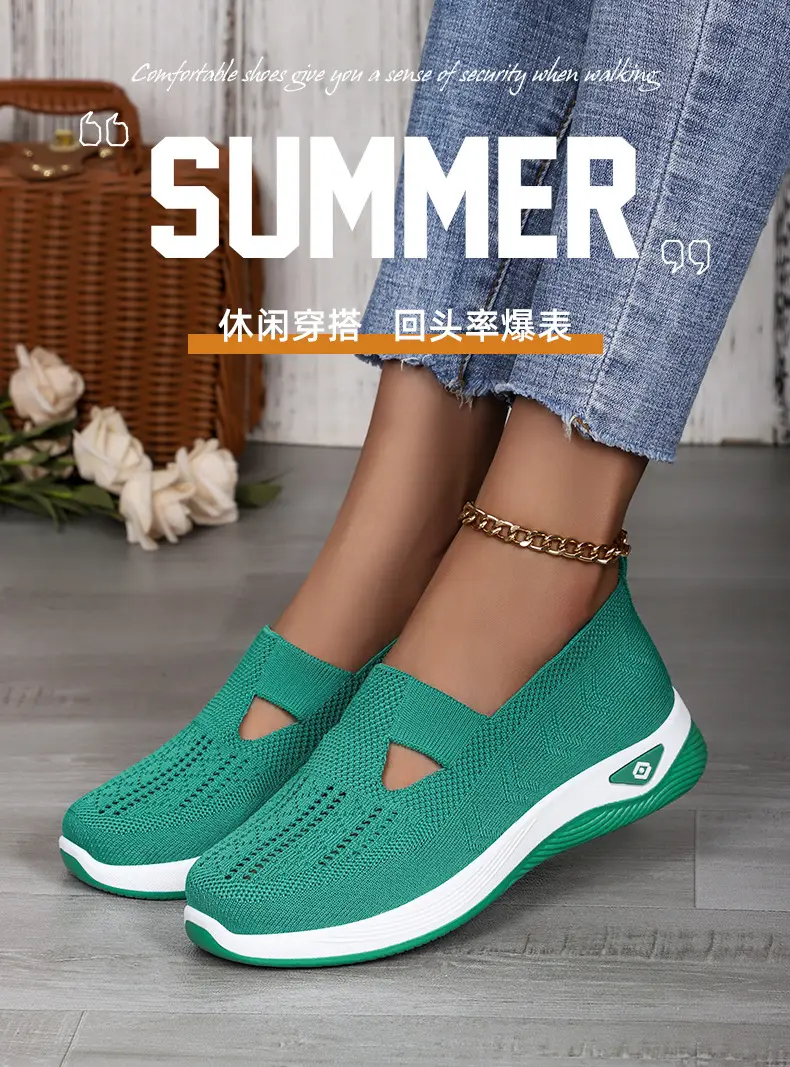 (Cross-border trading), breathable lightweight casual footwear, comfortable shoes made of mesh low-cut, plus size, made with flyknit technology, women — chobi 6