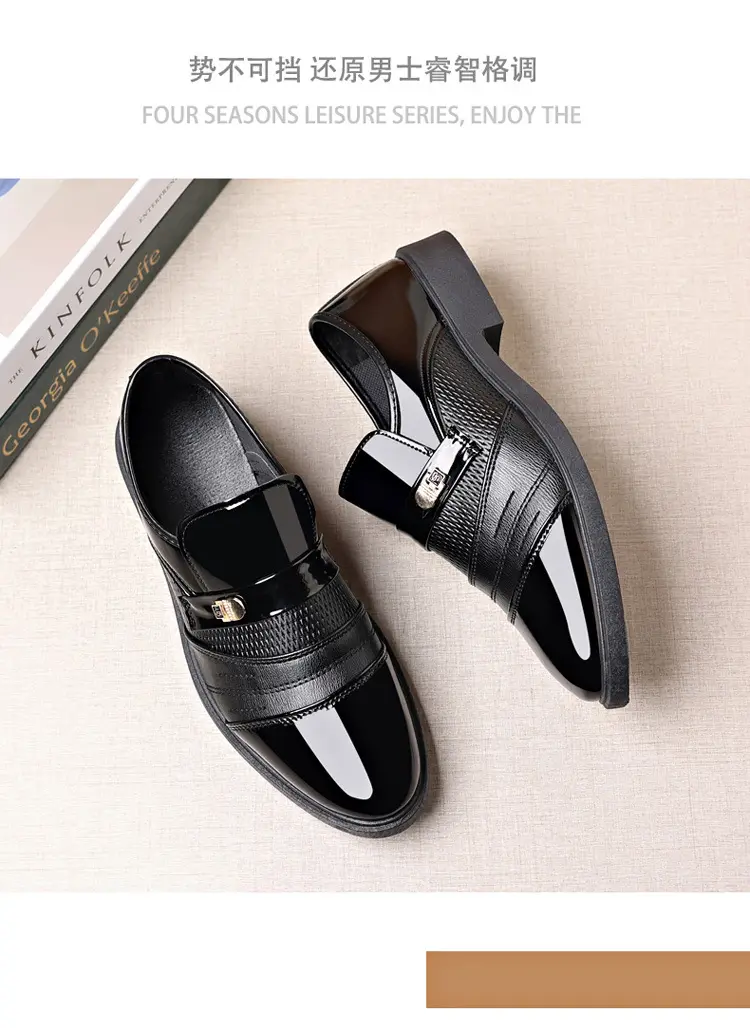 (Cross-border trading), men's glossy shoes, casual footwear, universal classic suit jacket, Collection Year 2025, plus size, mirror effect — chobi 15