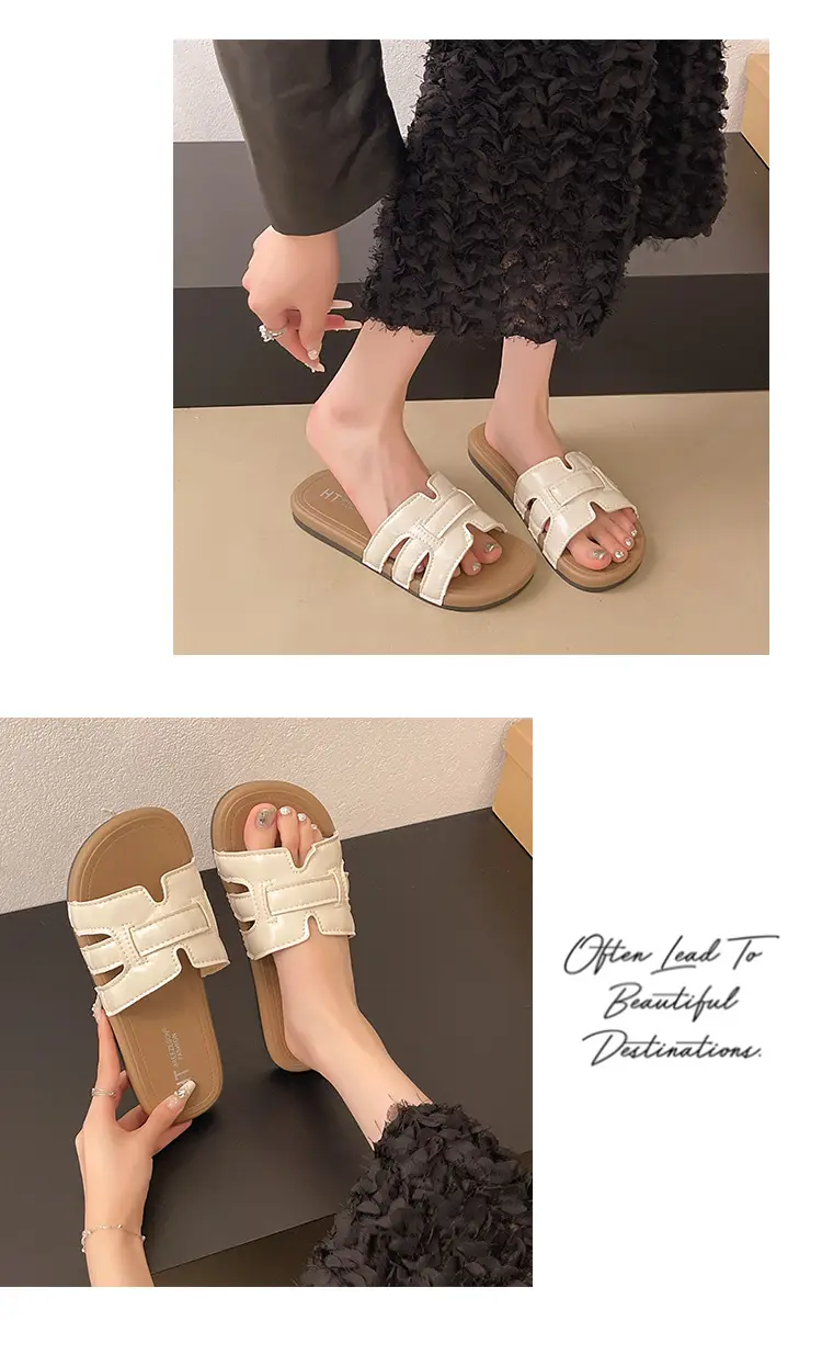 Retro summer women's slippers to go out, casual sandals flat, mule, high-quality style, internet celebrity — chobi 9