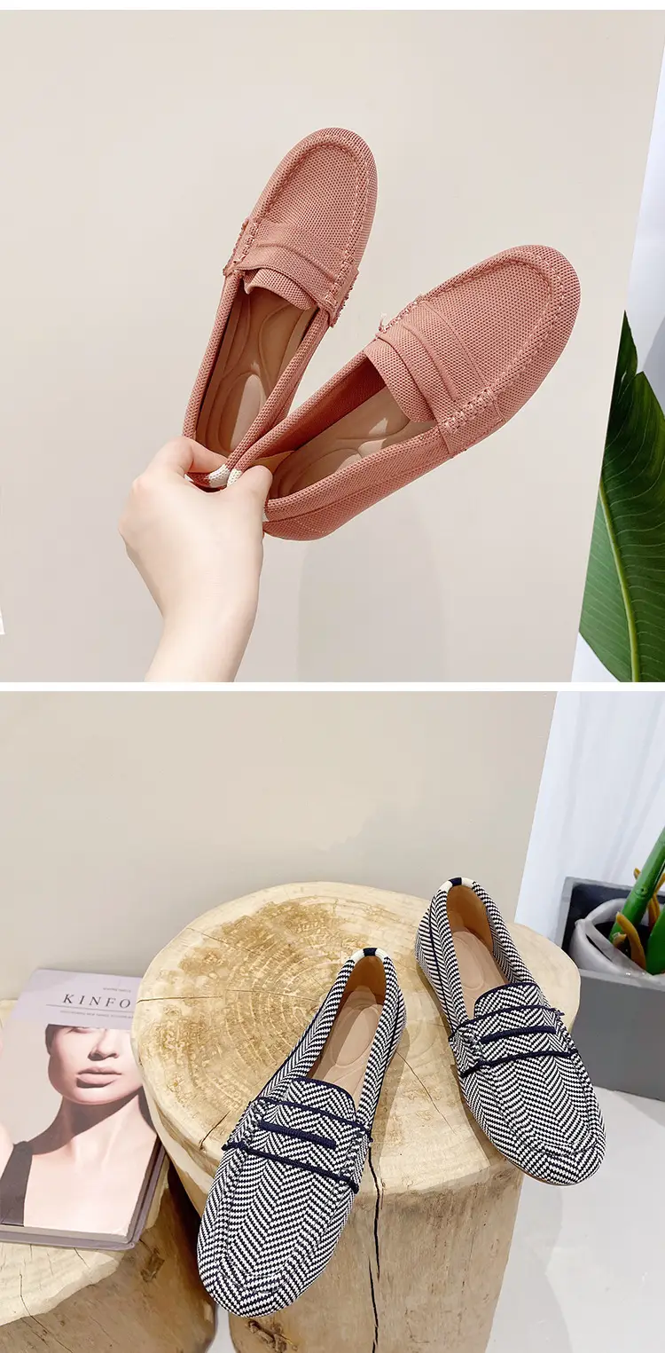 (Cross-border trading), knitted woven shoes, casual loafers, Collection Year 2025, round toe, non-slip sole — chobi 33