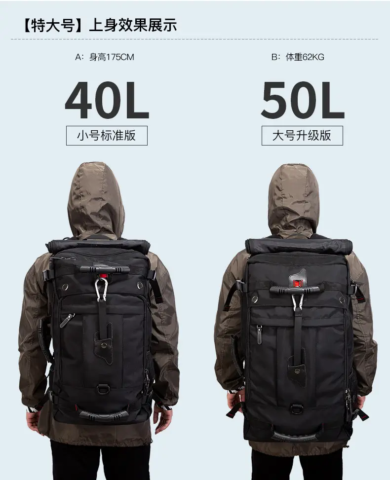 Backpack, capacious luggage universal travel bag for hiking, oxford cloth — chobi 8