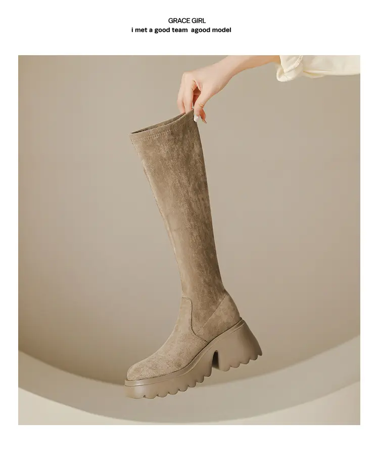 Demi-season elastic high boots platform heels, height increasing — chobi 13