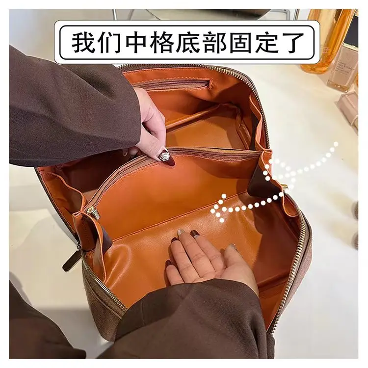 Capacious cosmetic bag for traveling, handheld waterproof retro organizer bag — chobi 3