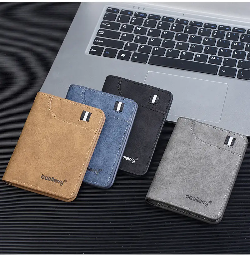 Ultra thin short small wallet, suede card holder for students — chobi 9