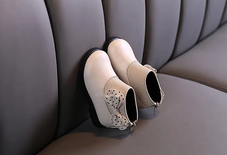 Children's cotton boots 2023 new winter children's shoes Korean style girls' soft sole leather boots baby versatile plus velvet Martin boots — chobi 9