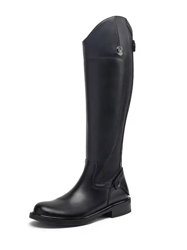 Black high boots made of soft leather, 2026 years, round toe, low heel — chobi 8
