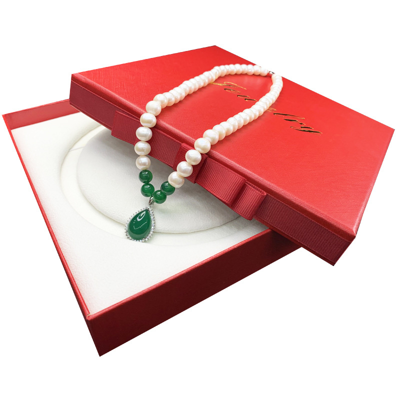 Organic accessory, necklace from pearl, chain, set for mother's day, silver 925 sample, Birthday gift — chobi 25