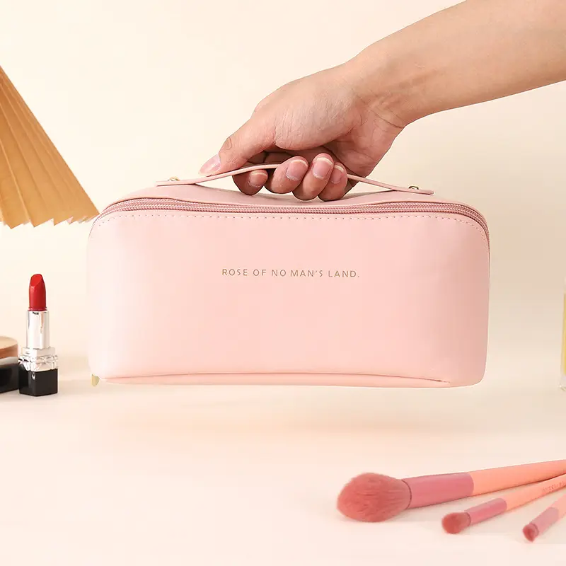 Fashionable handheld cosmetic bag to go out, capacious organizer bag for traveling, high quality polyurethane purse — chobi 24