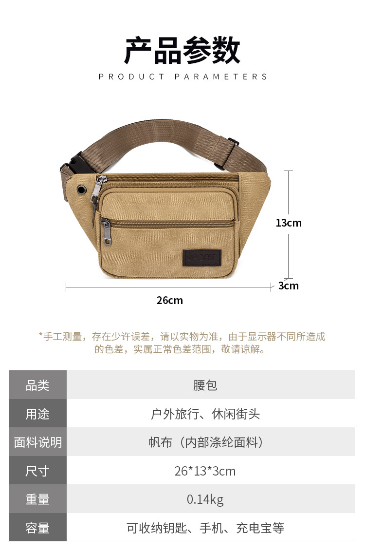 (Cross-border trading), men's cloth multicoloured belt bag, wear-resistant chest bag, travel shoulder bag, casual wallet, increased thickness — chobi 24