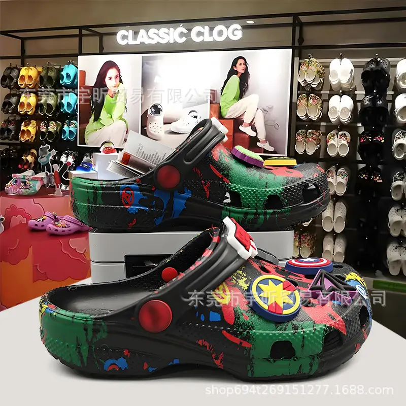 cross Children's Crocs-style slippers, children's bag, beach footwear, sandals, for teenagers, closed toe, family style — chobi 10