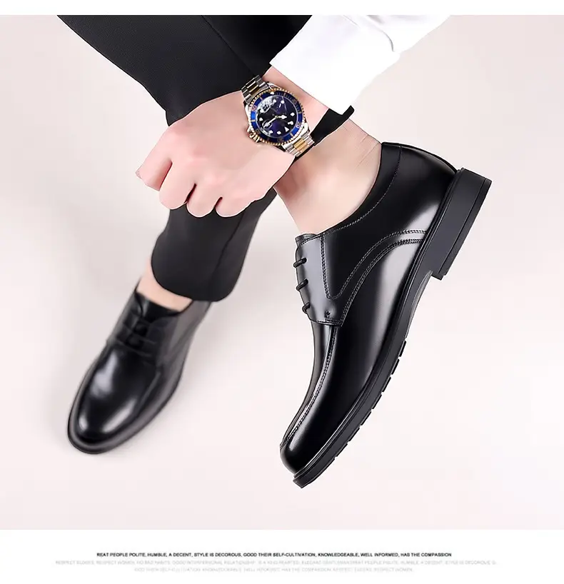 Classic suit jacket, men's autumn casual footwear, wedding shoes English style, genuine leather, soft sole — chobi 15