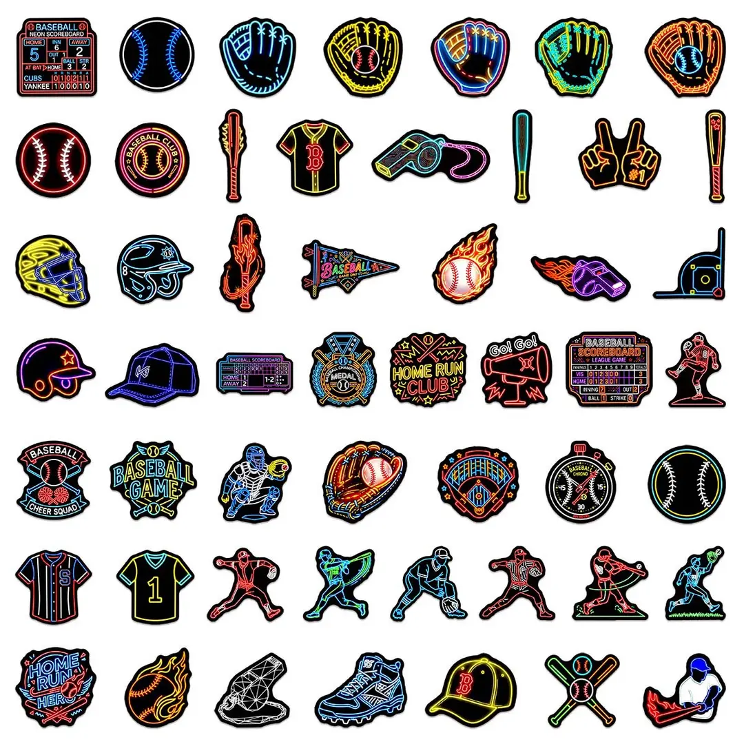 Cartoon baseball suitcase, laptop, helmet, scooter, sticker, stickers — chobi 6