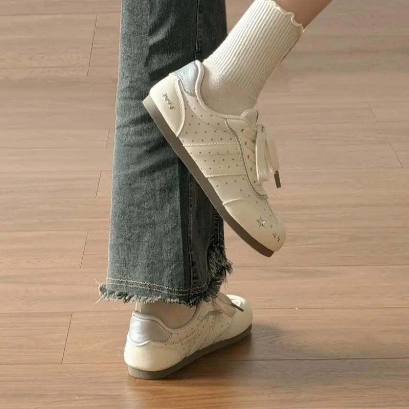 Breathable autumn fashionable thin white sneakers, universal comfortable GAT shoes, autumn season 2026, suitable for standing work, women's style — chobi 3