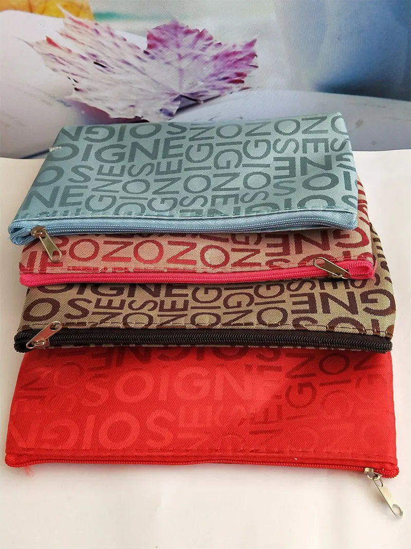 Korean style casual bag letter jacquard cosmetic bag horizontal style square hand cosmetic bag toiletry bag for women — chobi 19