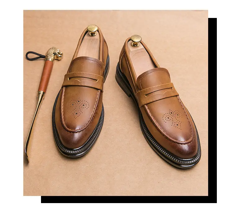 Shoes pointed-toe, men's casual classic suit jacket English style, 2023, British style, soft sole, non-slip sole — chobi 3