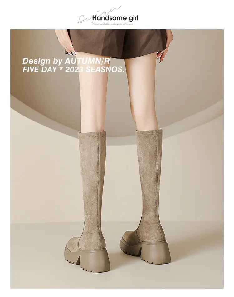 Demi-season elastic high boots platform heels, height increasing — chobi 12