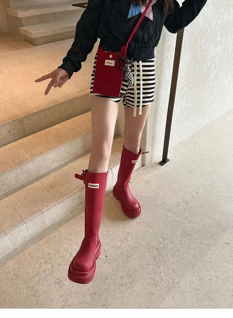 Women's red high boots for camping — chobi 6