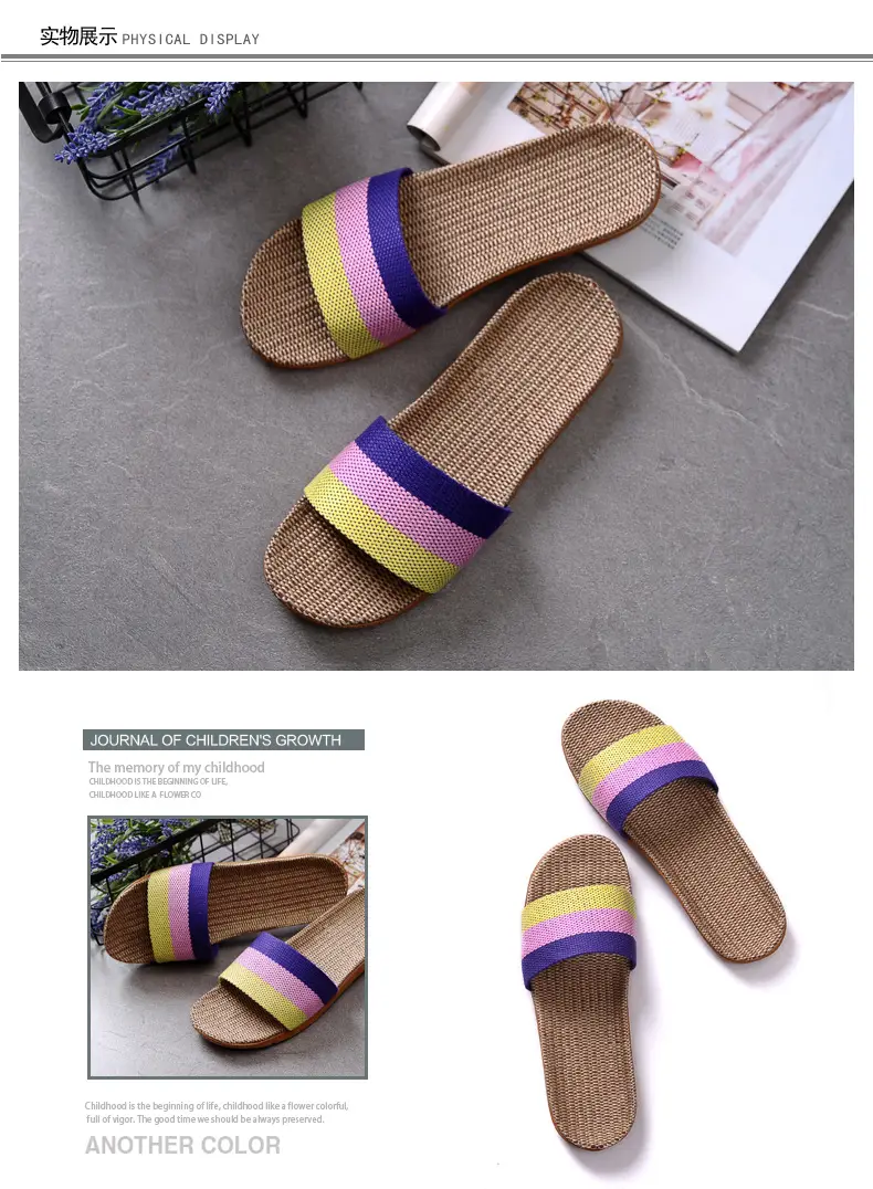 Non-slip summer men's slippers platform for men and women, for beloved, cotton and linen — chobi 5