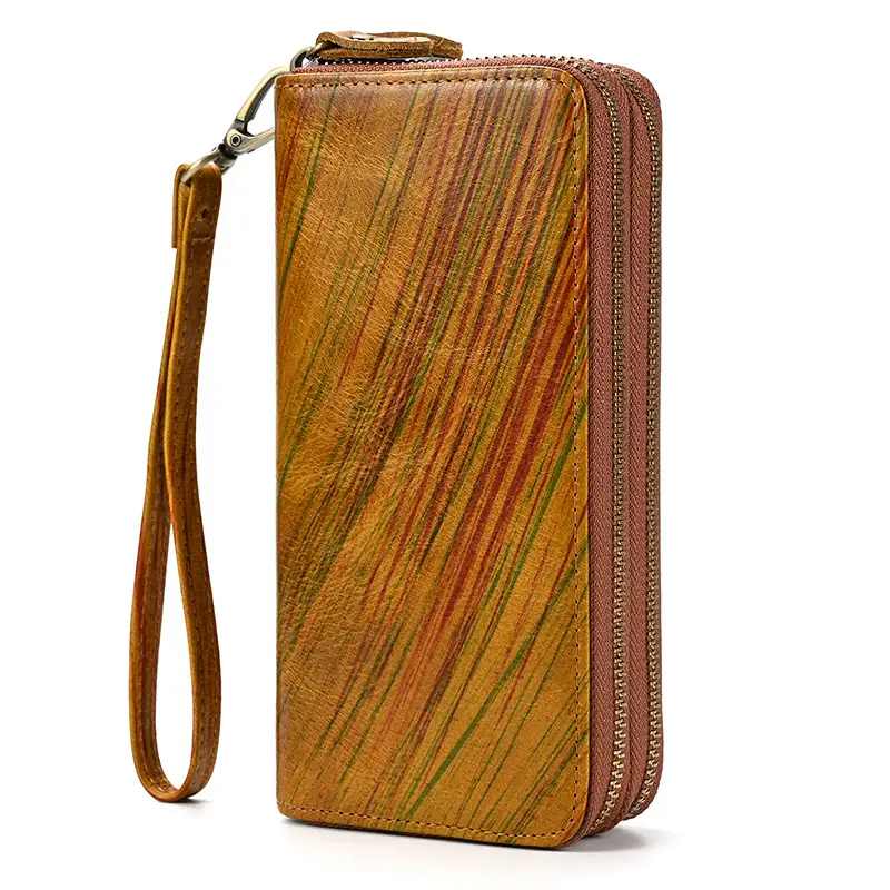 Leather long wallet with zipper, genuine leather — chobi 39