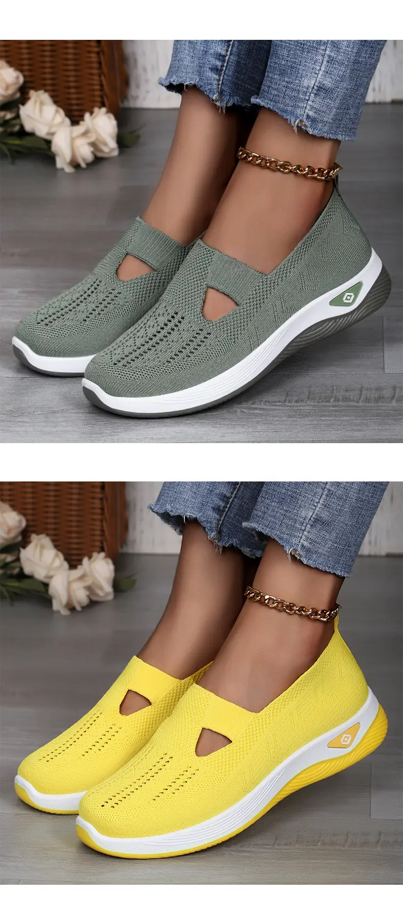 (Cross-border trading), breathable lightweight casual footwear, comfortable shoes made of mesh low-cut, plus size, made with flyknit technology, women — chobi 20