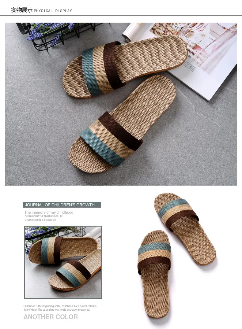 Non-slip summer men's slippers platform for men and women, for beloved, cotton and linen — chobi 11