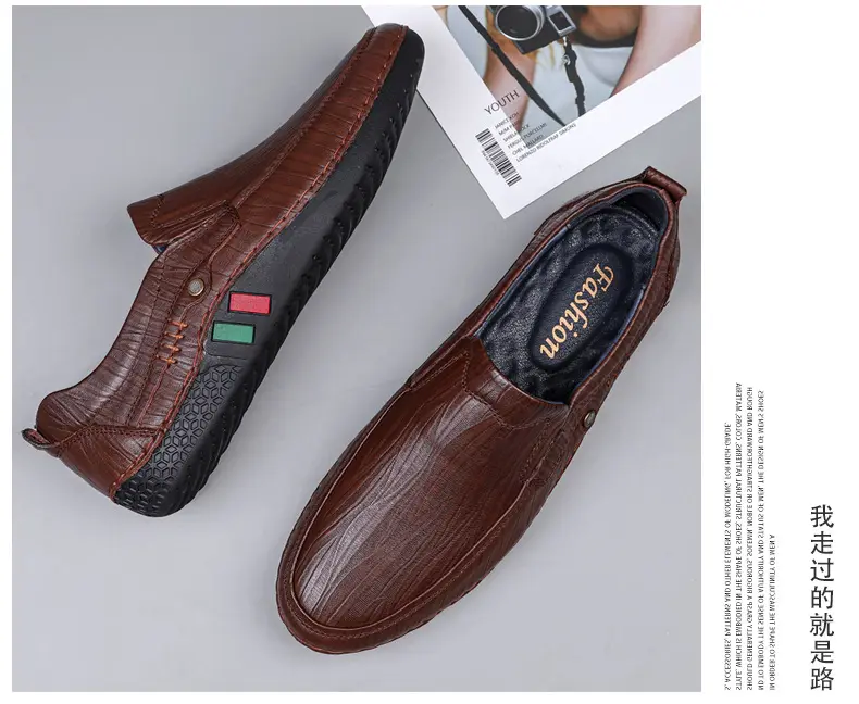 Men's autumn casual leather shoes platform, loafers, plus size, soft sole, cowhide — chobi 14