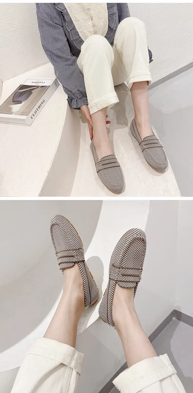 (Cross-border trading), knitted woven shoes, casual loafers, Collection Year 2025, round toe, non-slip sole — chobi 21