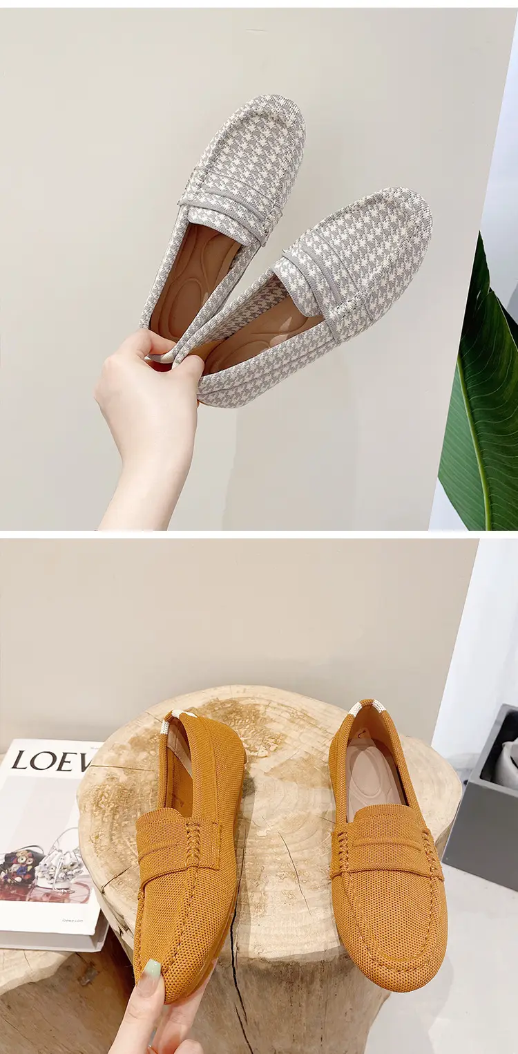(Cross-border trading), knitted woven shoes, casual loafers, Collection Year 2025, round toe, non-slip sole — chobi 30
