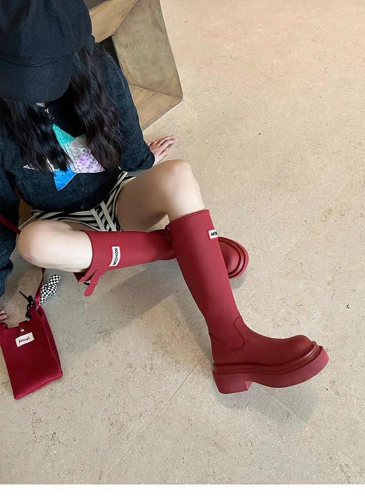 Women's red high boots for camping — chobi 7