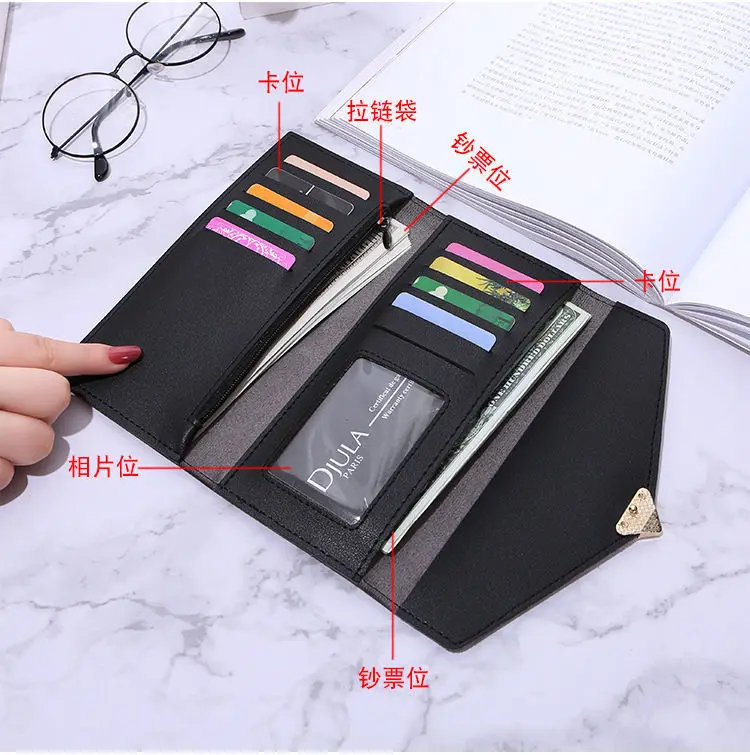 Wallet, shoulder bag, long small clutch bag, cute fresh card holder, Korean style — chobi 3