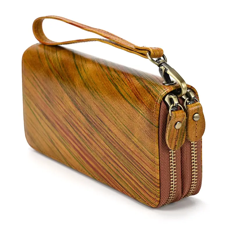 Leather long wallet with zipper, genuine leather — chobi 40