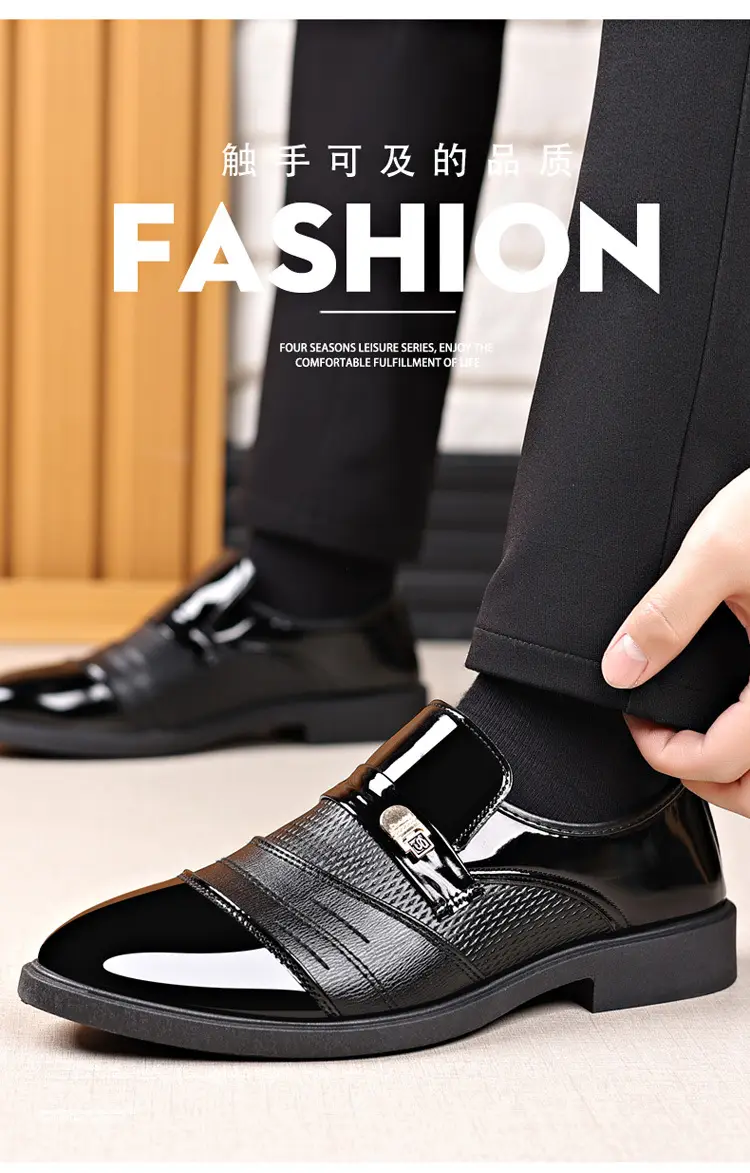 (Cross-border trading), men's glossy shoes, casual footwear, universal classic suit jacket, Collection Year 2025, plus size, mirror effect — chobi 2