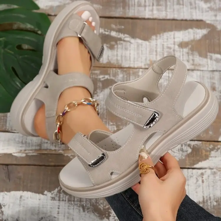 Fashionable summer sports sandals, lightweight slippers wedge heel, beach sneakers with velcro, Collection Year 2025 — chobi 10